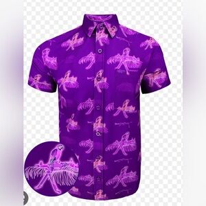 Retro Rifle Men's 3xl Shirt with Purple and Pink Parrot Design